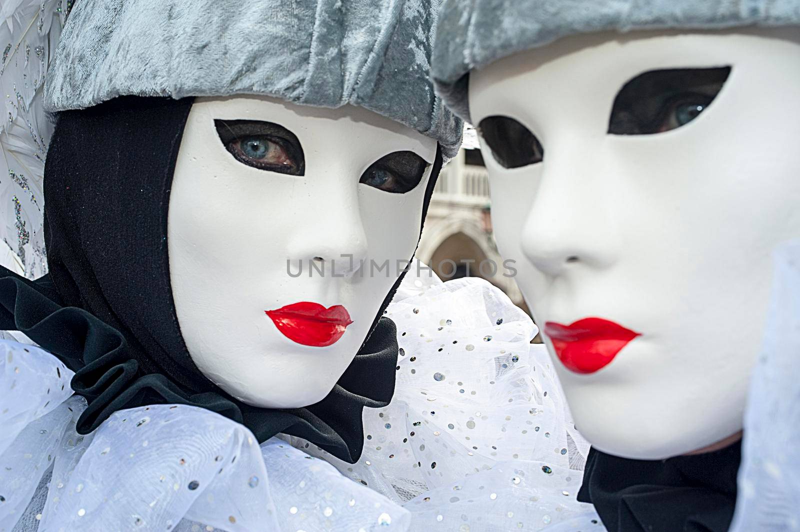 VENICE, ITALY - Febrary 6 2018: The masks of the Venice carnival 2018