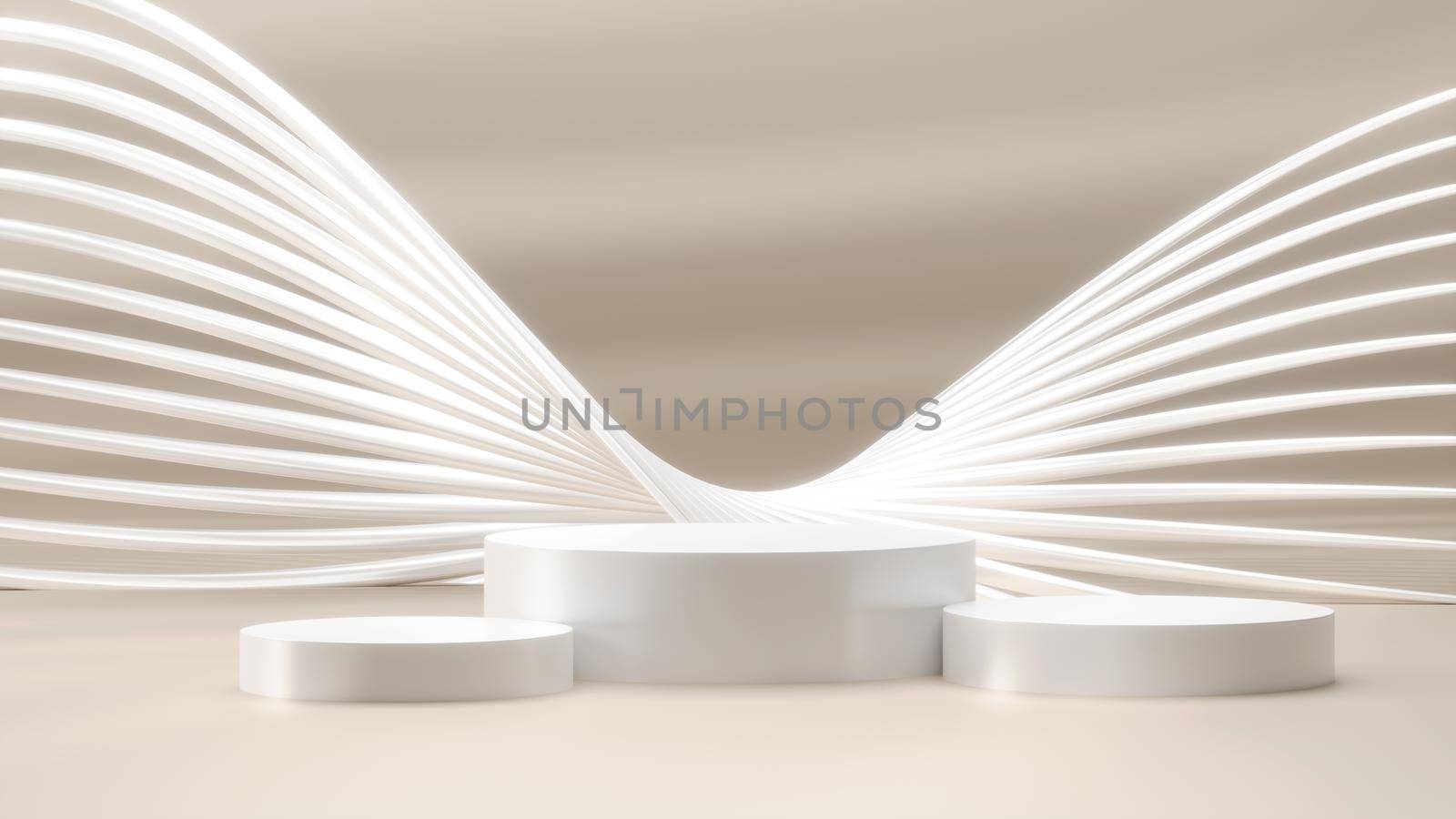 Podium for packaging presentation and cosmetic, shadow on wall. Product display with white concrete texture , stone texture, Natural beauty pedestal in sunlight. realistic rendering. 3d illustration