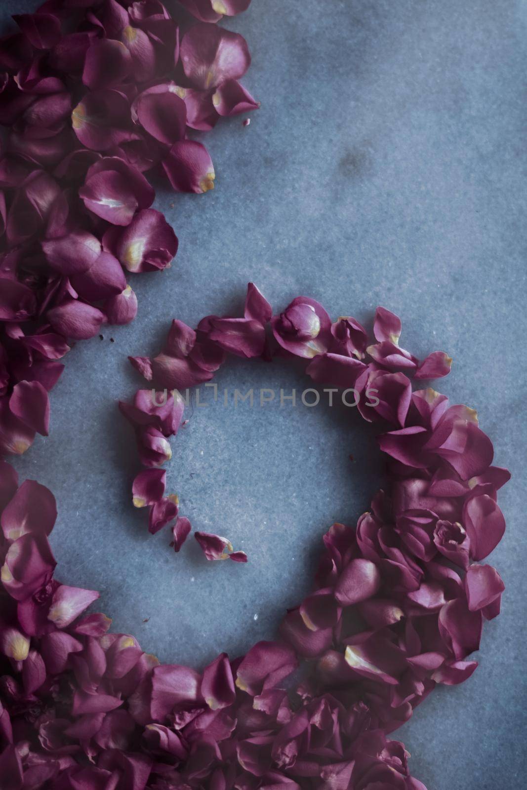 Art of flowers, wedding invitation and nature beauty concept - Rose petals on marble stone, floral background