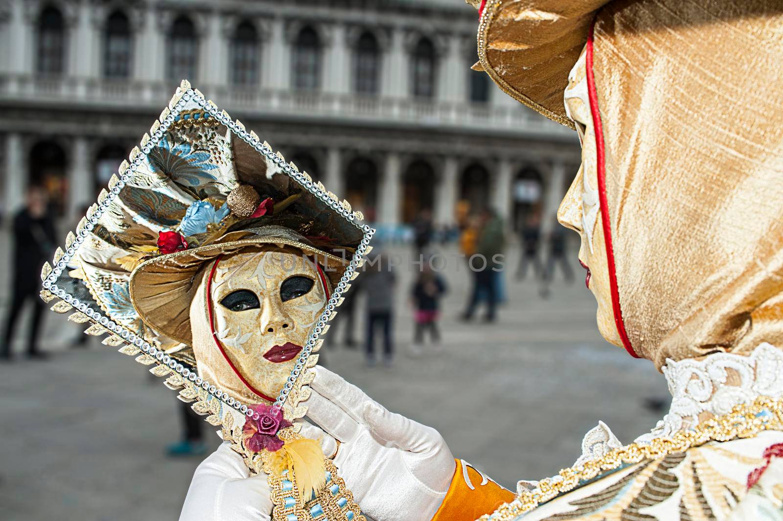 VENICE, ITALY - Febrary 7 2018: The masks of the Venice carnival 2018