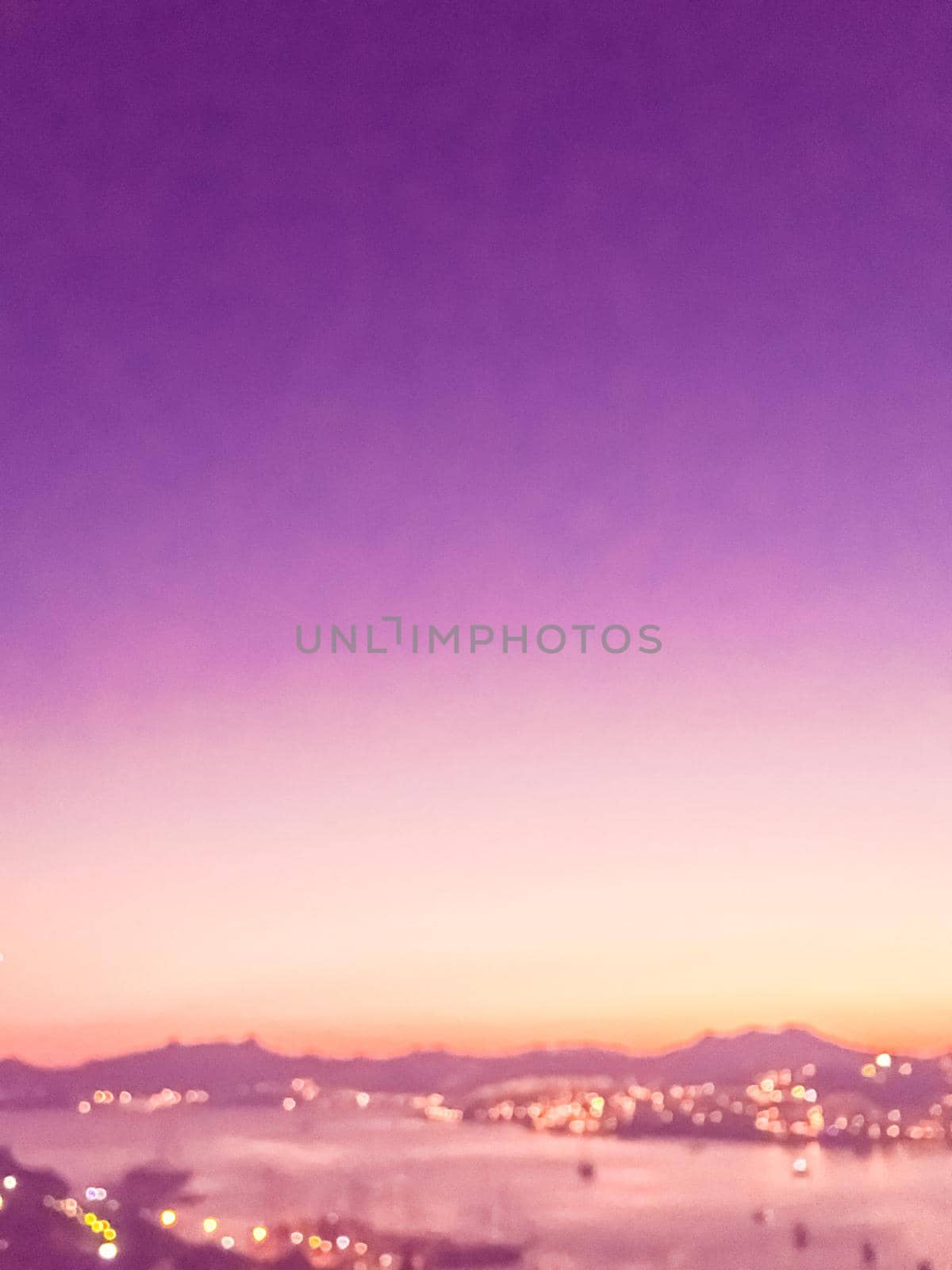 Summer vacation, mobile photography and coastal night concept - Blurred background of a sunset on the coast, beautiful sea view
