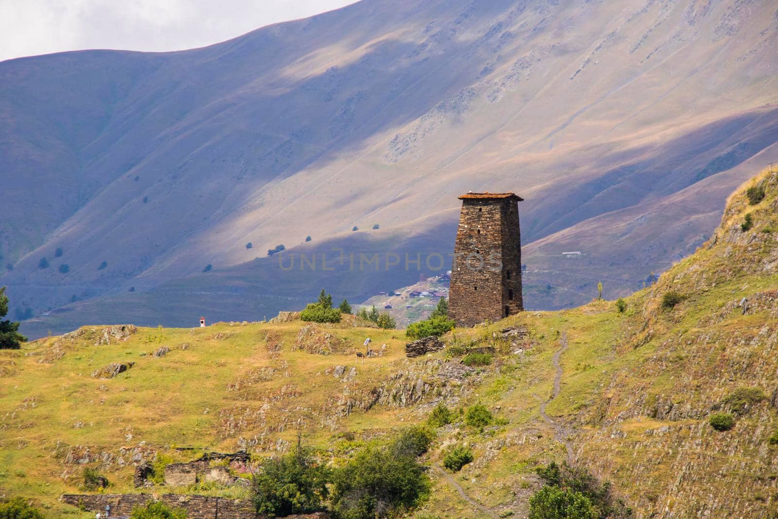 Keselo towers in Omalo village, Tusheti, Georgia. Old stones towers by Taidundua