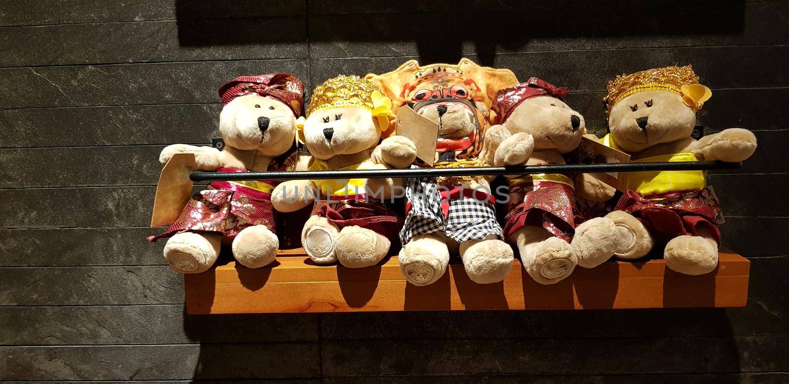 Group of Fluffy Stuffed Bear Toys Wearing various Clothes, teddy bear stuffed animal by antoksena