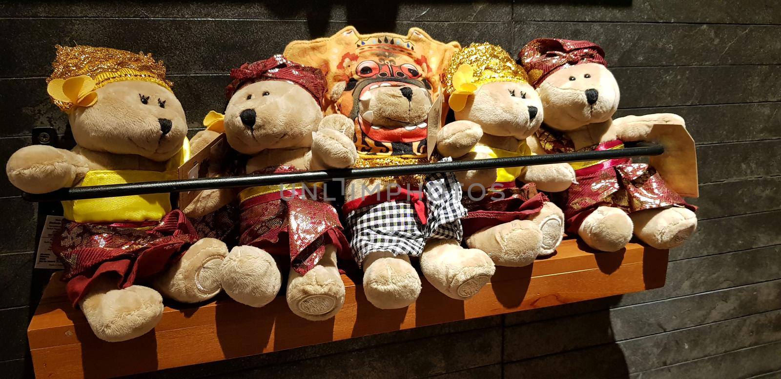 Group of Fluffy Stuffed Bear Toys Wearing various Clothes, teddy bear stuffed animal by antoksena