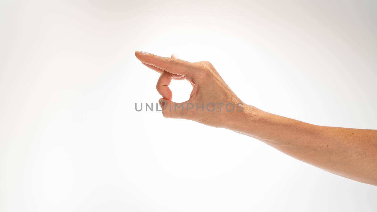 women's hand gesture slitban on white background by voktybre