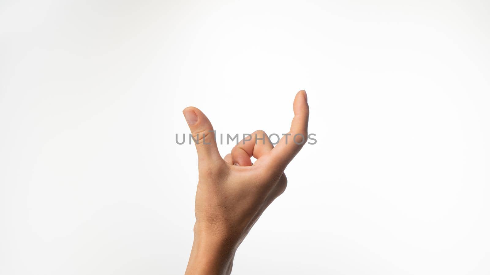 Women's fingers show large distance size on a white background by voktybre