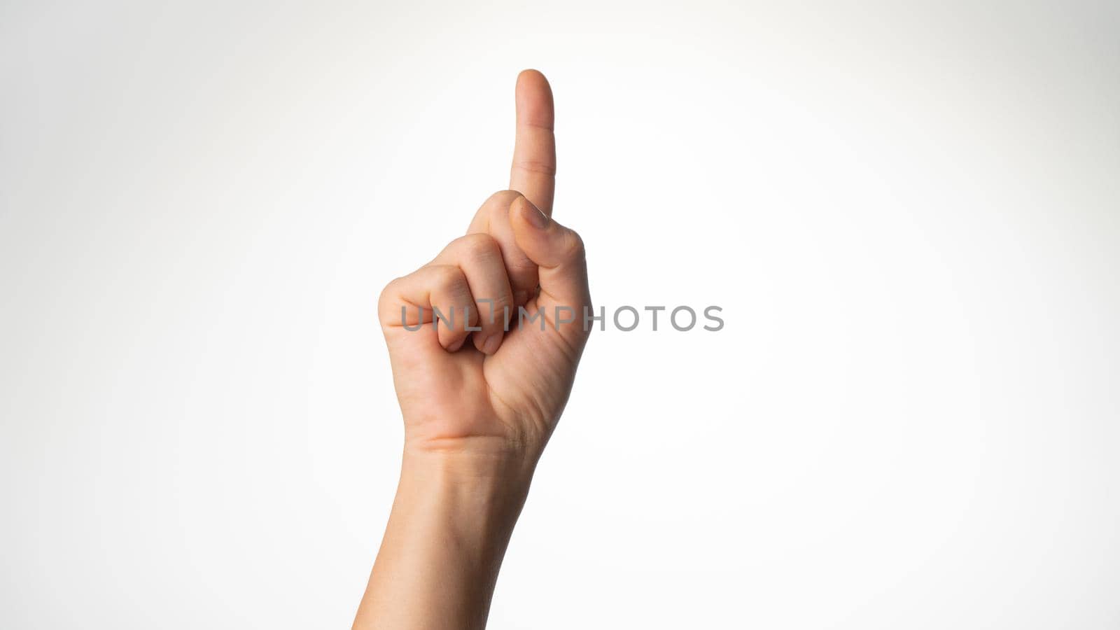 Women's hands gesture counting on fingers one palm side by voktybre