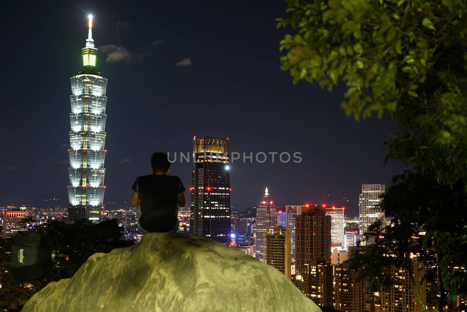 Taipei night view seen from Taipeis elephant. Shooting Location: Taiwan, Taipei