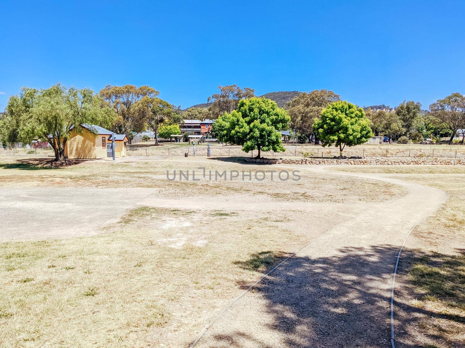 GLENROWAN, AUSTRALIA- DECEMBER 27 2021: The historic town of Glenrowan and its historic precinct, famous for its Kelly Gang history on a warm summer's day in Victoria, Australia