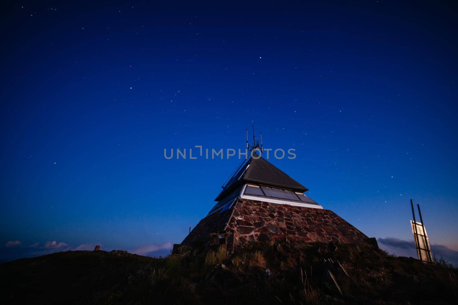 Landscape views and starscape of sunset from the summit of Mt Buller over the Victorian Alps in the Victorian High Country, Australia