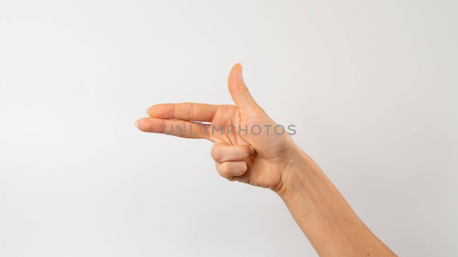 Sign language of the deaf and dumb people, English letters ch. High quality photo