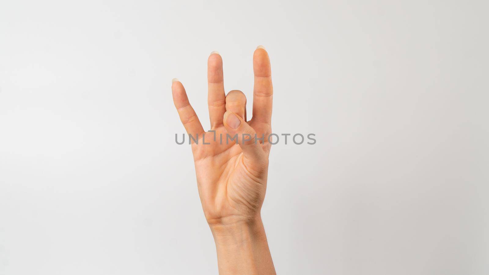 Sign language of the deaf and dumb people, number, digit 8 by voktybre