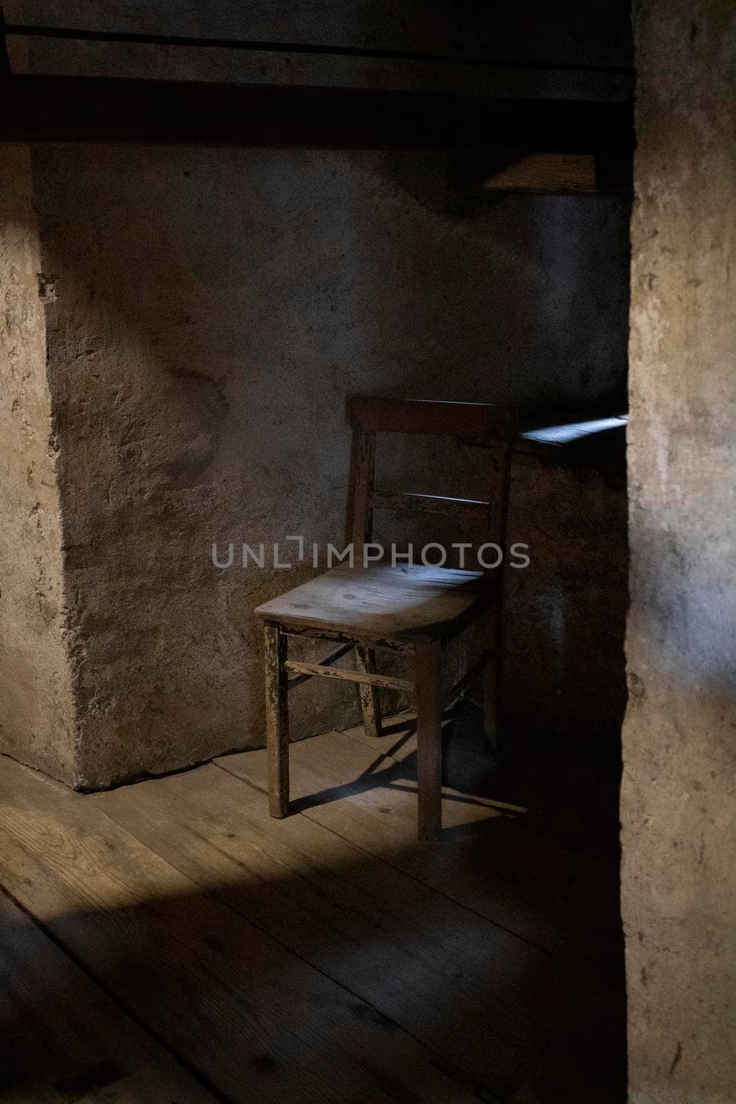 Minimalistic picture showing an old classic wooden chair