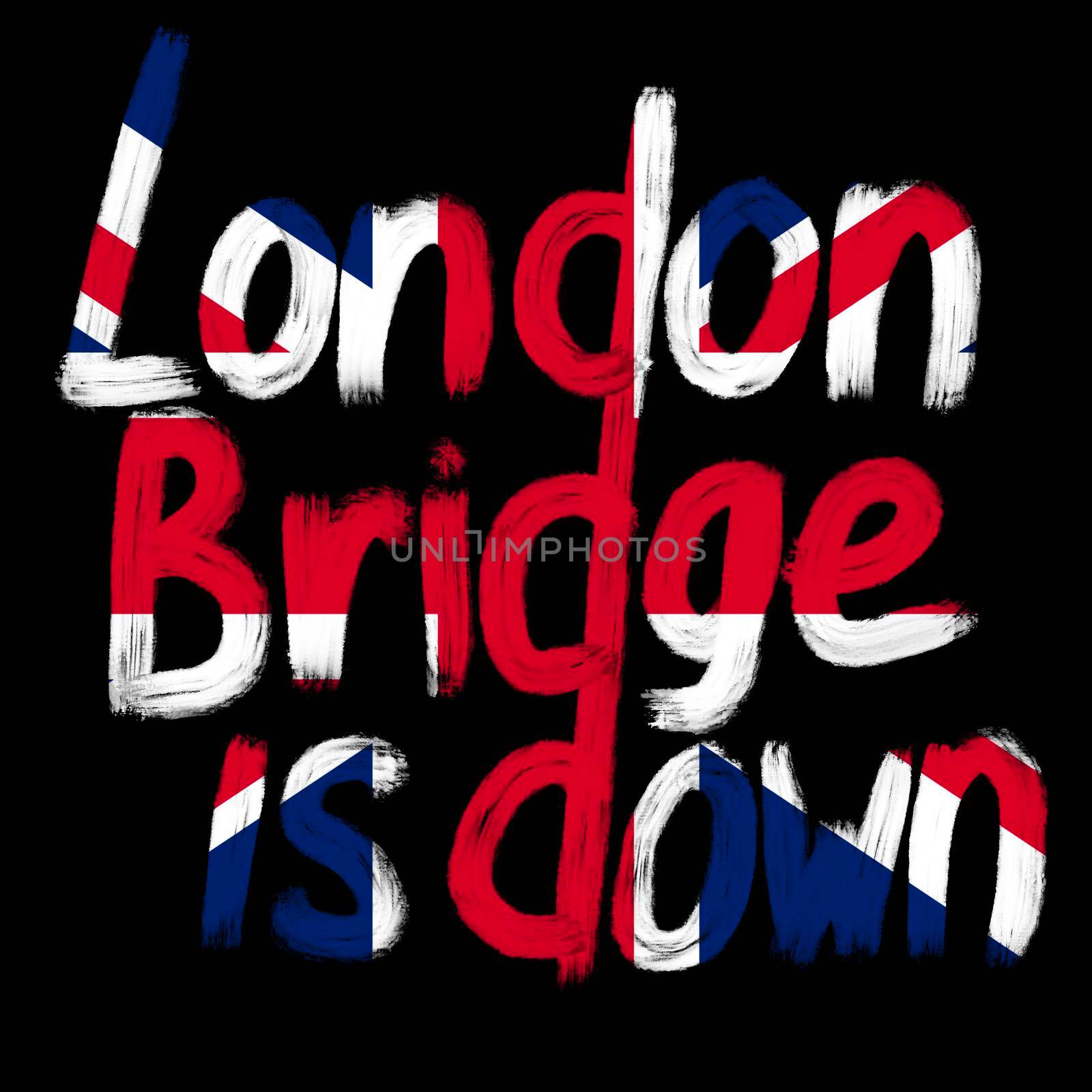London bridge is down phrase illustration, code phrase for elizabeth II death funeral. British monarch burial name, hand written message words lettering, graffiti style illustration poster art. by Lagmar