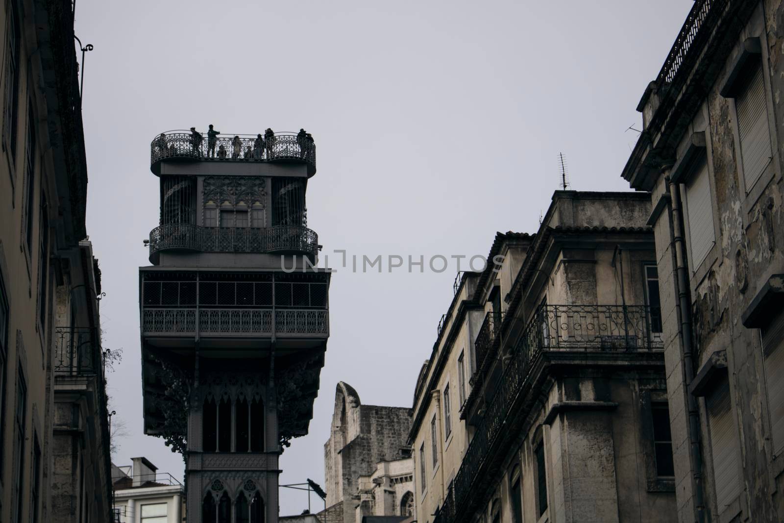 Santa Justa Lift and tower in Lisbon Portugal