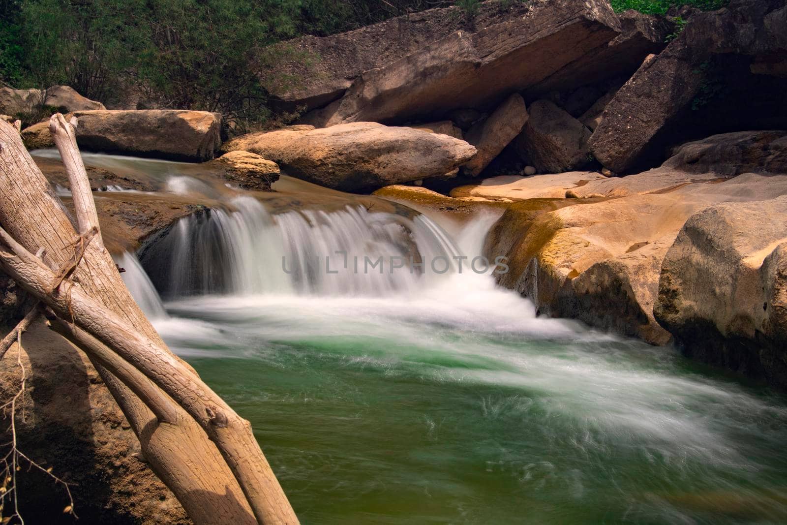 Long exposure picture of a river in Riera de Merles in Catalonia