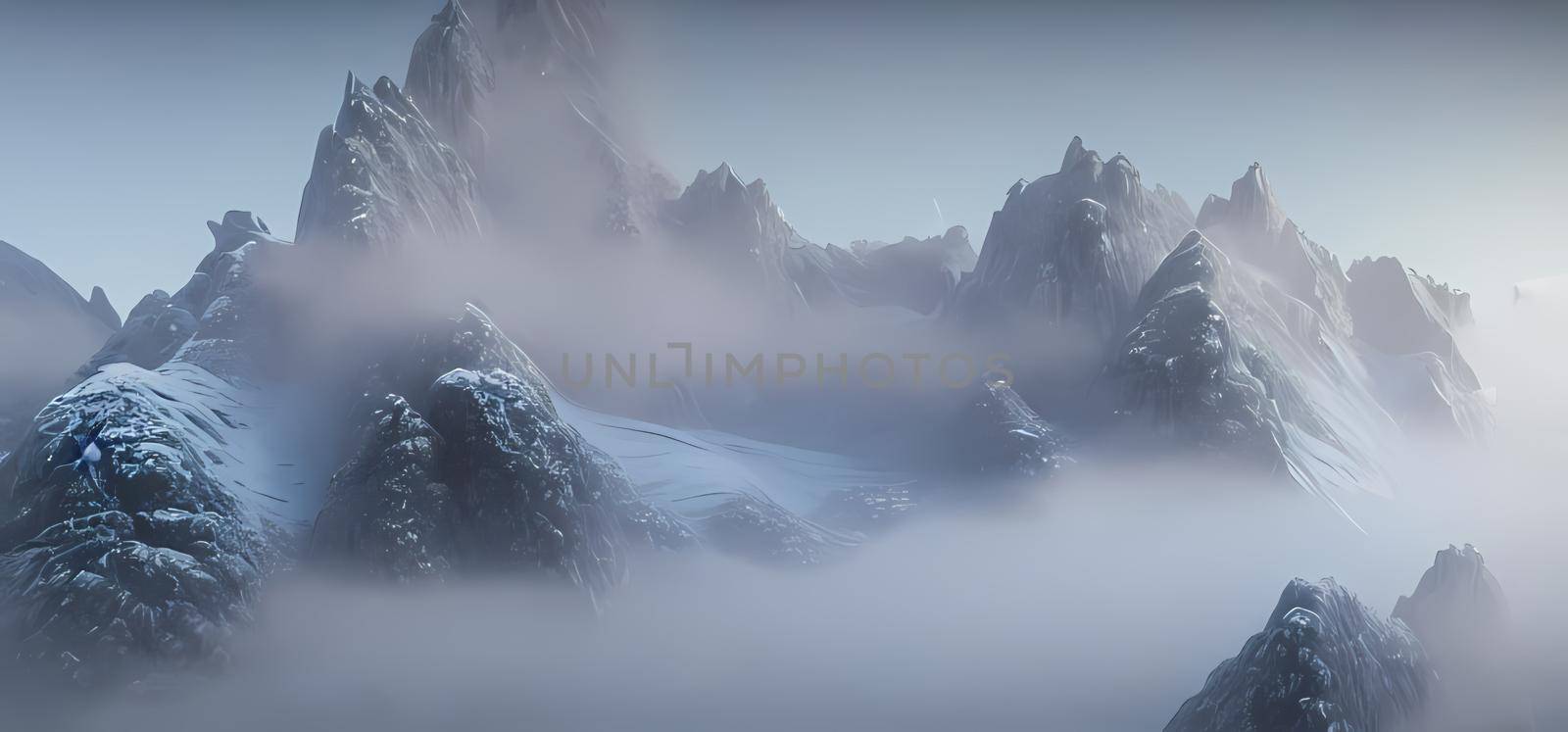 Mysterious black mountain with dramatic cloudy sky Digital art painting for book illustration,background wallpaper art. by yay_lmrb