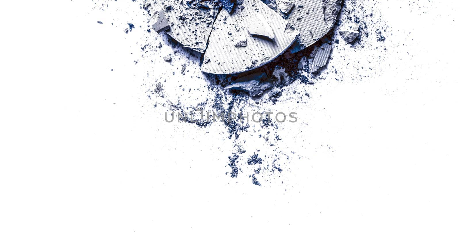 Beauty texture, cosmetic product and art of make-up concept - Crushed eyeshadows and powder isolated on white background