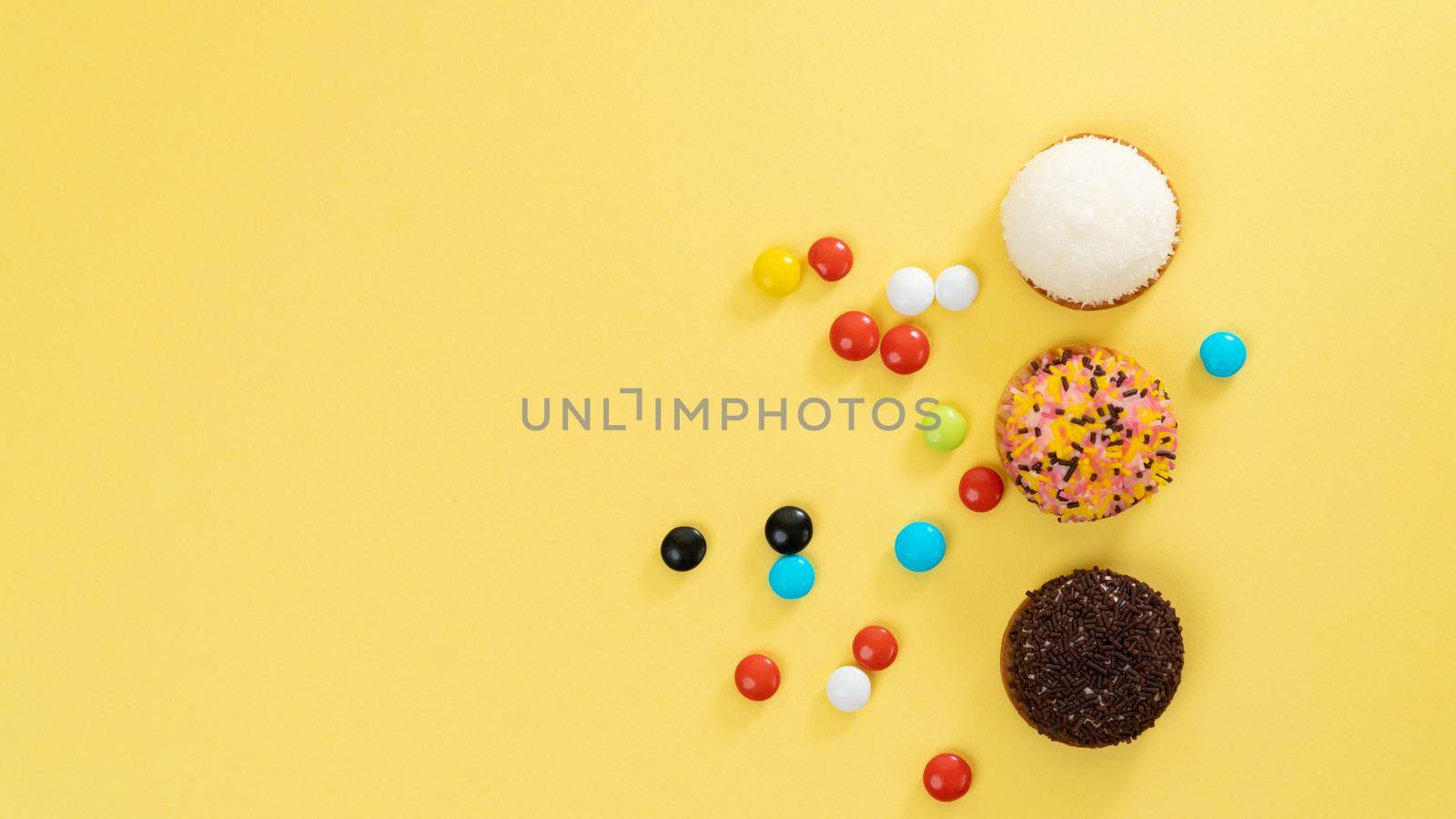 Background from a mix of colorful sweets by voktybre