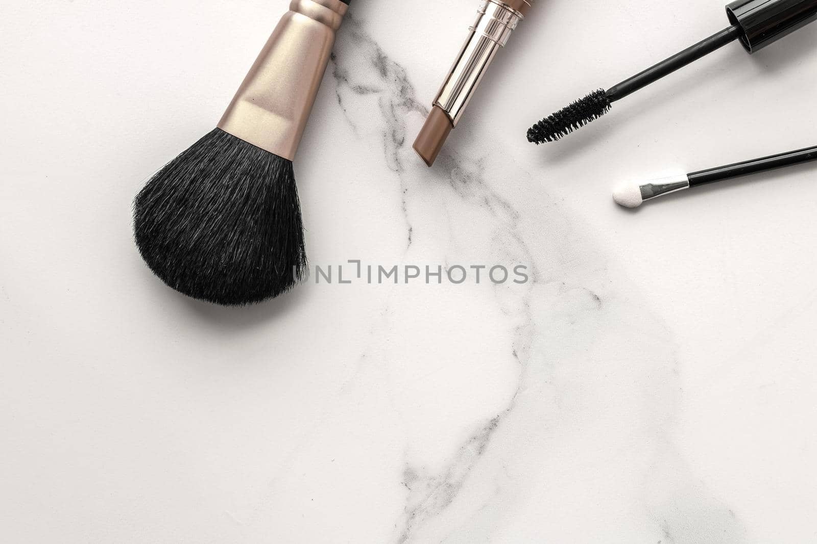 Make-up and cosmetics products on marble, flatlay background - modern feminine lifestyle, beauty blog and fashion inspiration concept