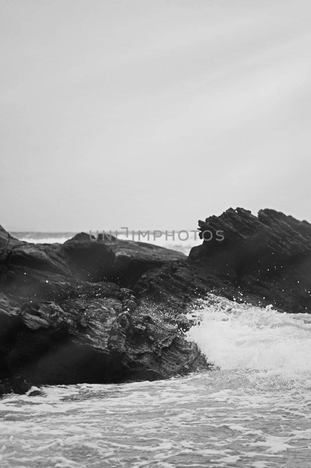 Coastal art print, monochrome and seascape concept - Atlantic ocean coast scenery, fine art