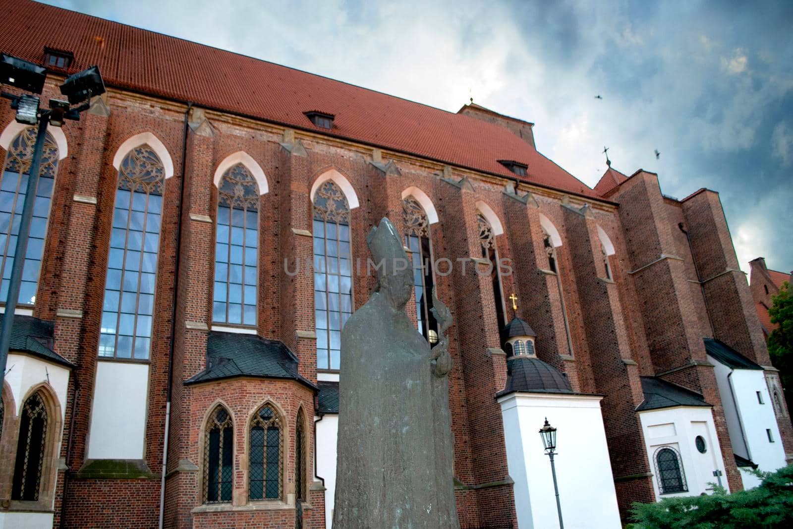 Ancient buildings on Ostrow Tumski at daytime in Wroclaw. High quality photo