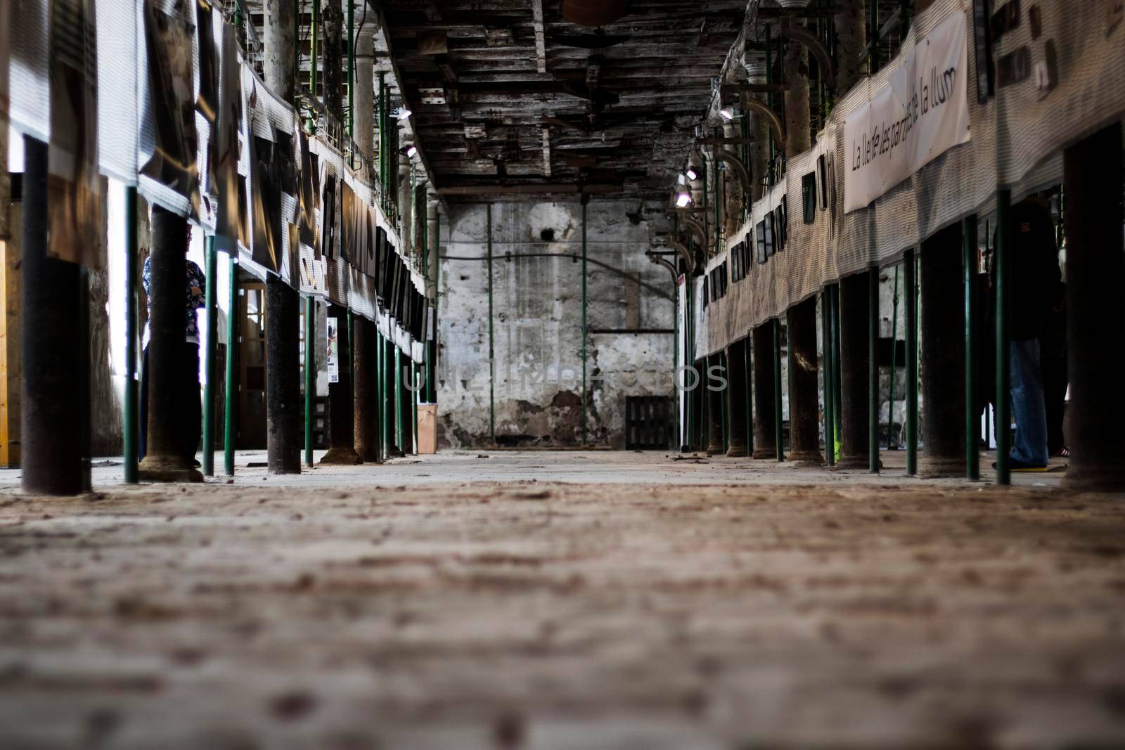 Corridor in a photography exposition in an old factory in Igualada