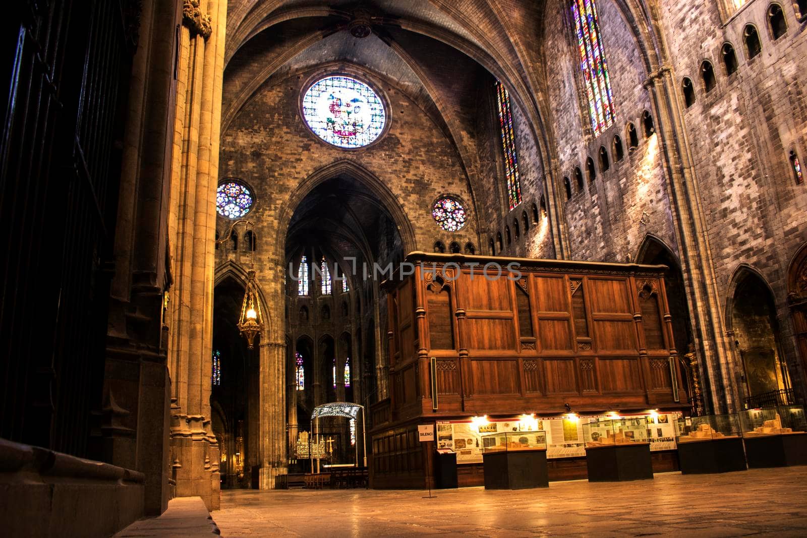 Interior view of Girona Cathedral, also known as the Cathedral of Saint Mary of Girona, a Roman Catholic church located in Girona