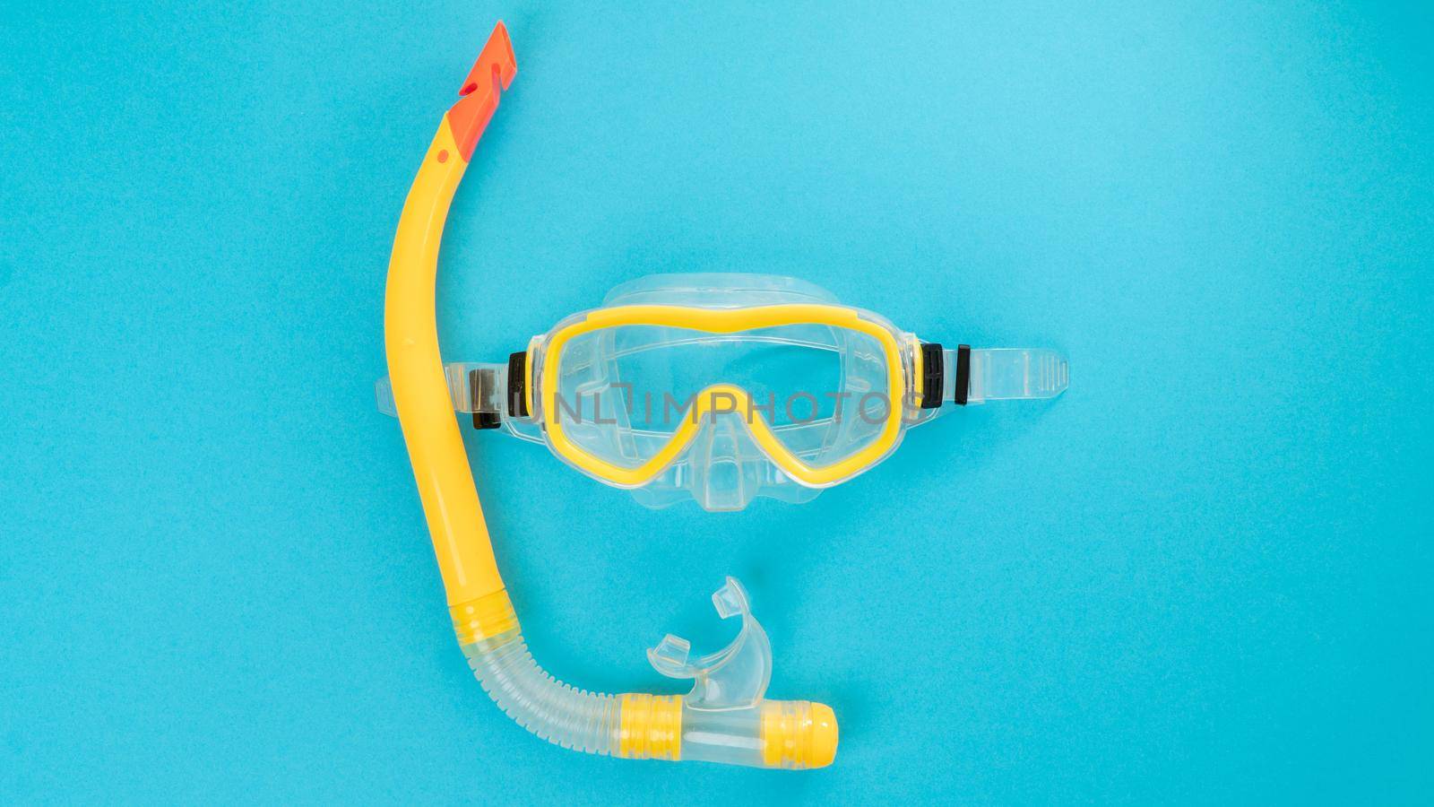 Underwater mask and snorkel for swimming under water. High quality photo