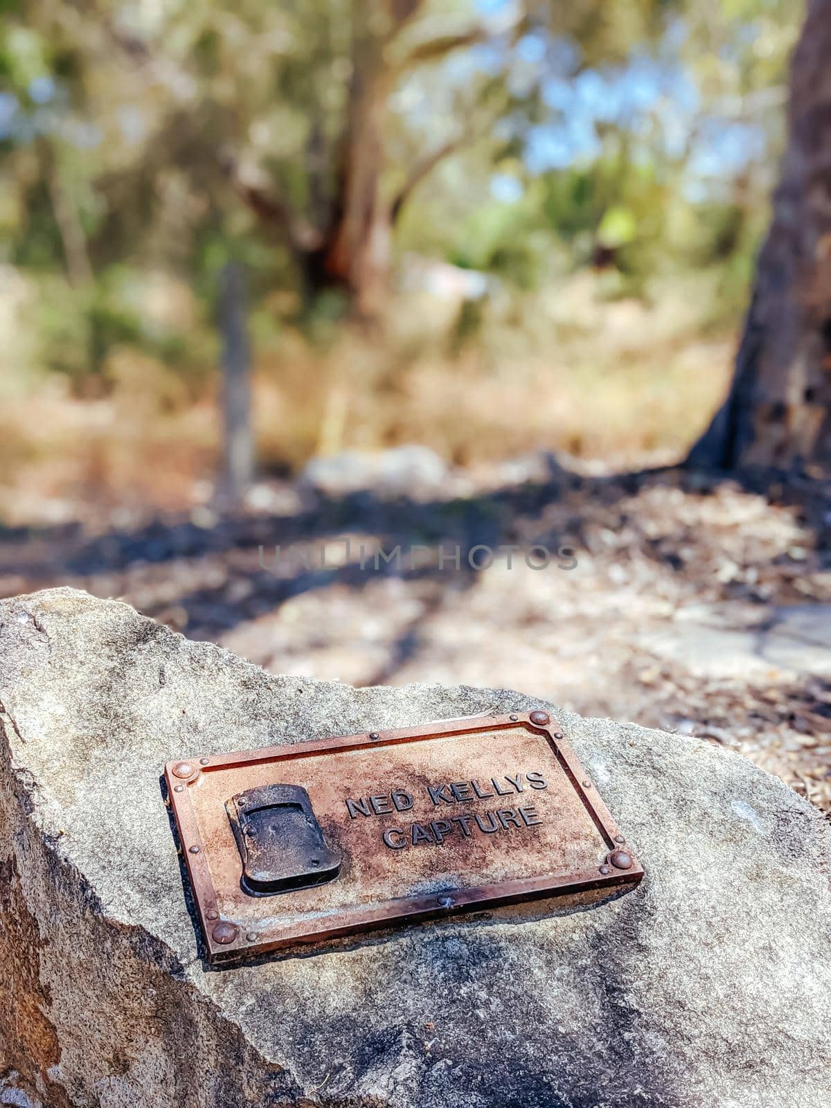 GLENROWAN, AUSTRALIA- DECEMBER 27 2021: The historic town of Glenrowan and its historic precinct, famous for its Kelly Gang history on a warm summer's day in Victoria, Australia