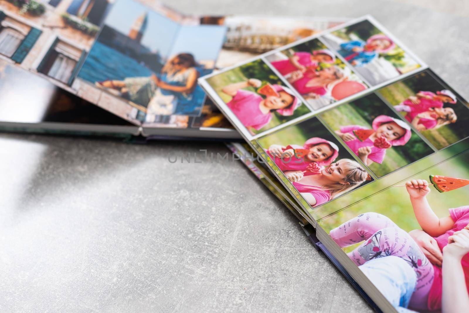 Photobook Album with Travel Photo on Table.