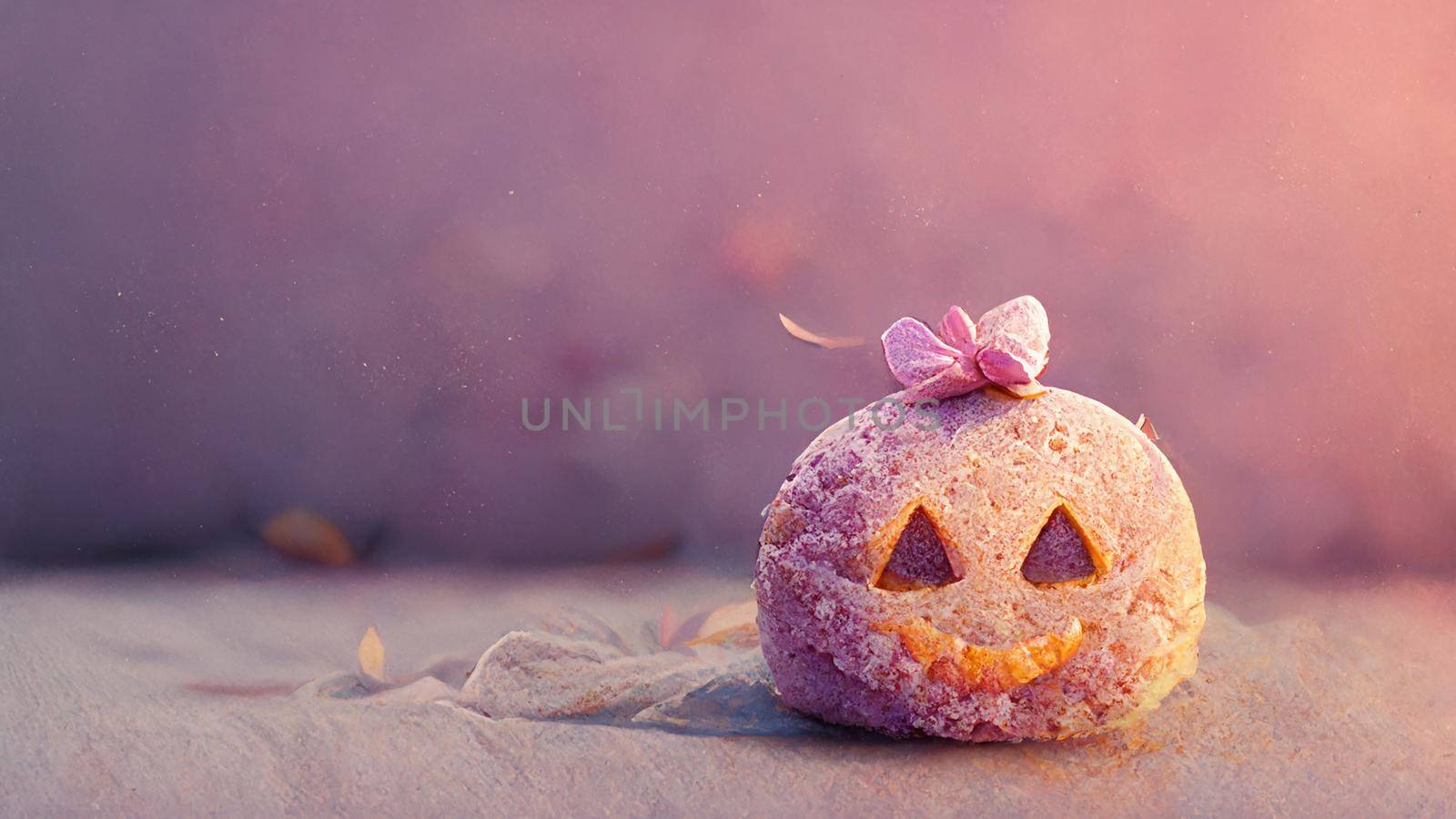 halloween cute pumpkin on pink background with space for text by kaisorn