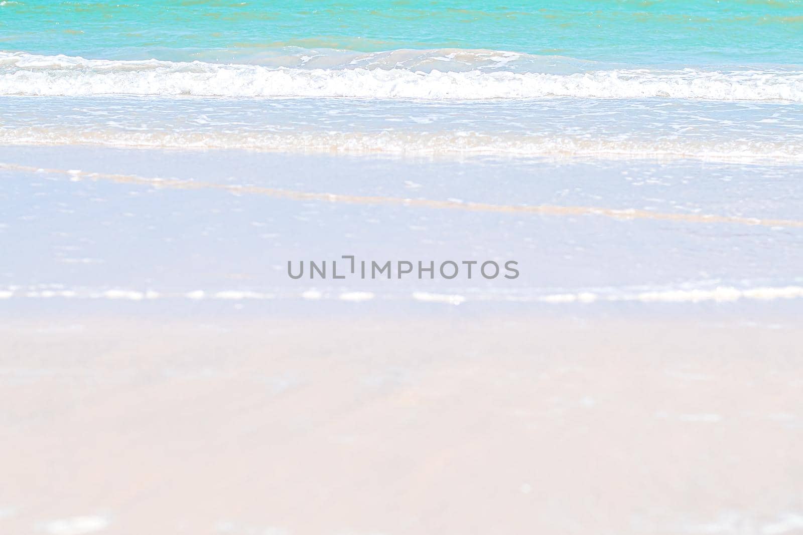 Panorama horizon scenics Calm sea blue water ocean  on sand beach nature background, travel vacation. by Petrichor