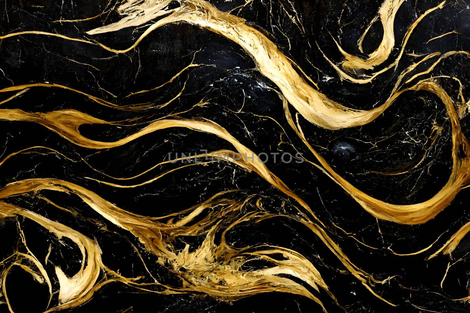Black-golden marble luxury texture and background, neural network generated art. Digitally generated image. Not based on any actual scene or pattern.