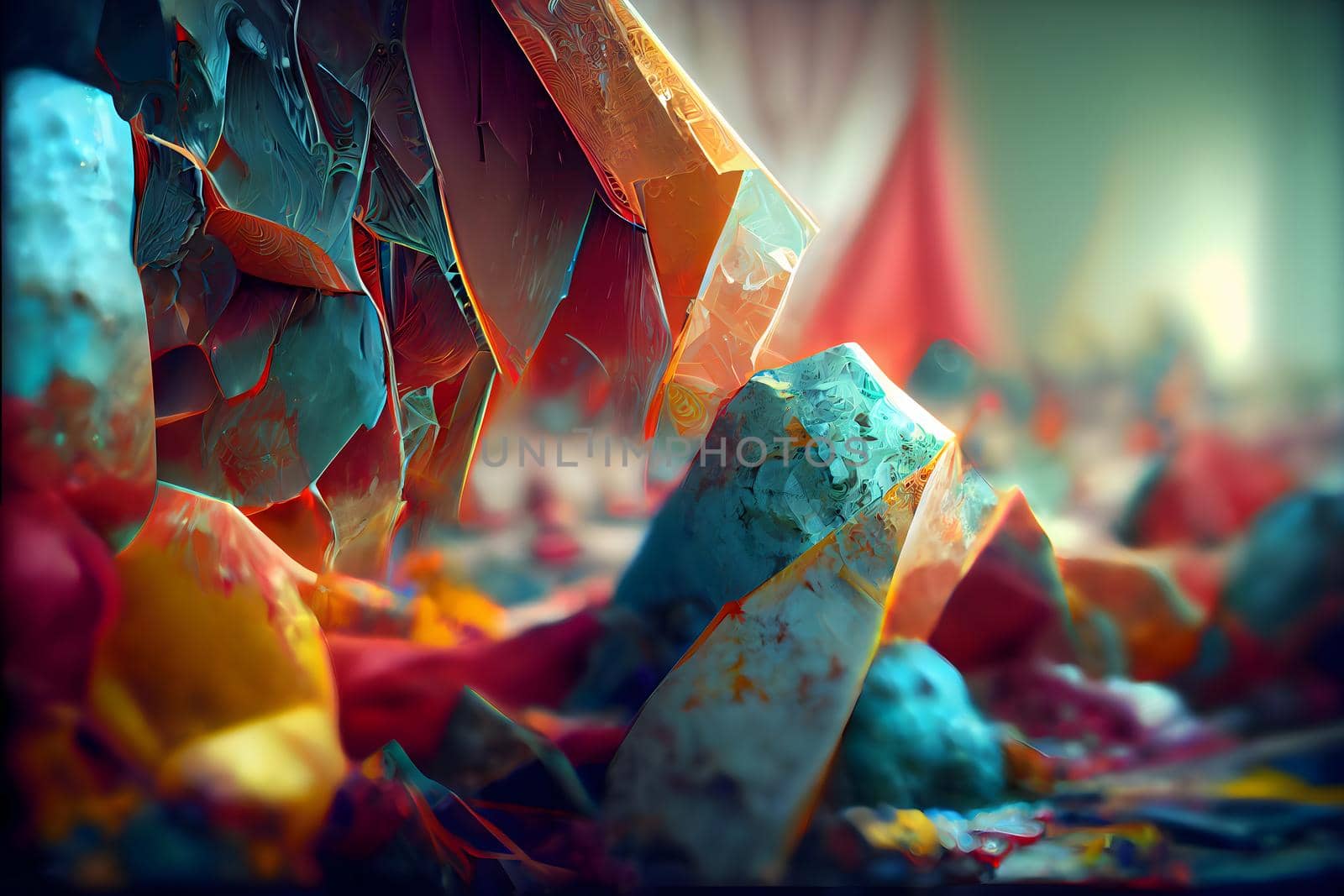 abstract colorful crystals and lines background, neural network generated art. Digitally generated image. Not based on any actual scene or pattern.