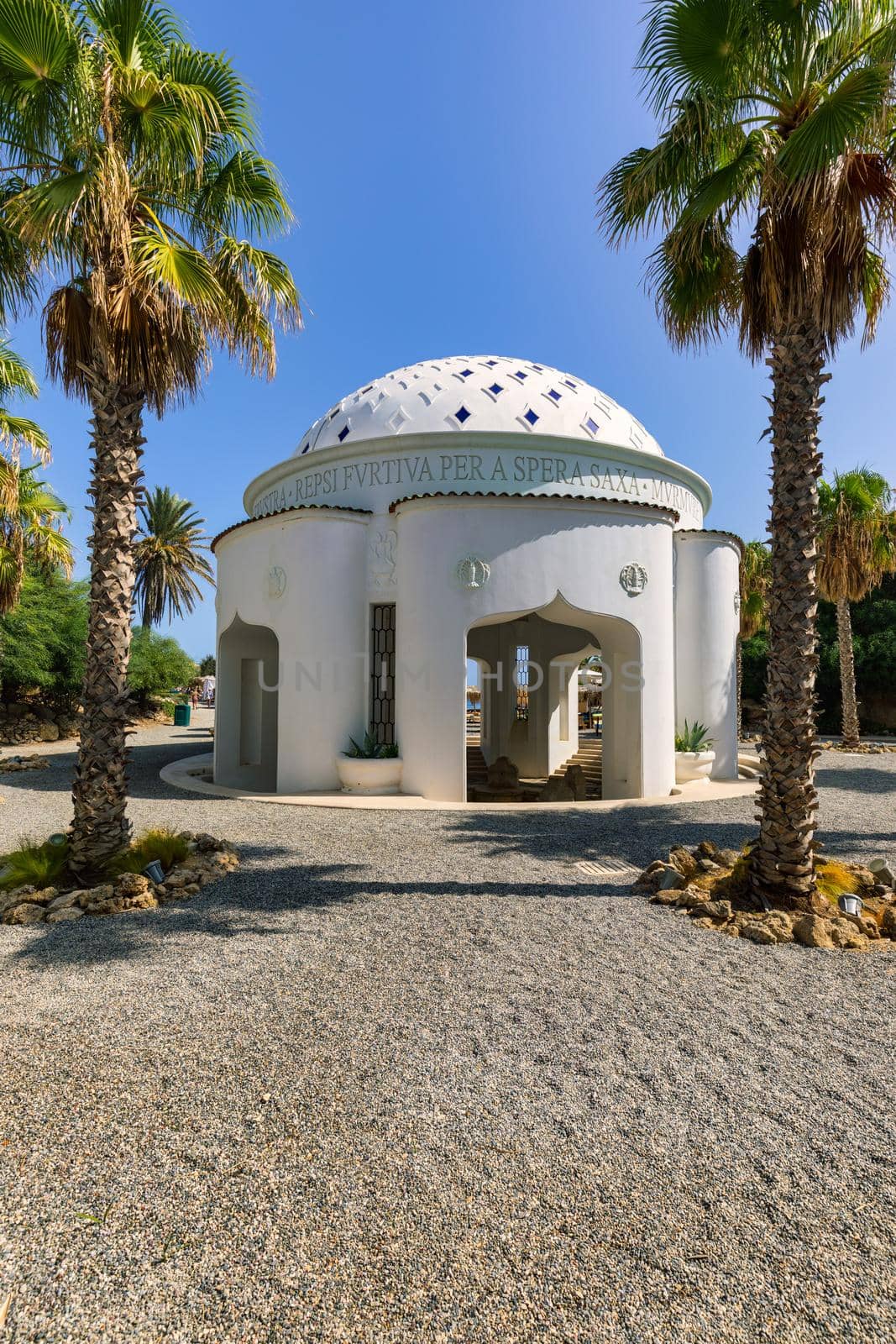 The beautiful buildings at Kalithea Springs constructed in the 1930s, Rhodes Island, Greece, Europe. Kallithea Therms, Kallithea Springs located at the bay of Kallithea on Rhodes island, Greece. 