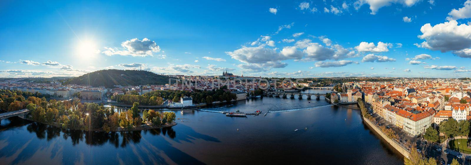 Charles Bridge sunset view of the Old Town pier architecture, Charles Bridge over Vltava river in Prague, Czechia. Old Town of Prague with Charles Bridge, Prague, Czech Republic.