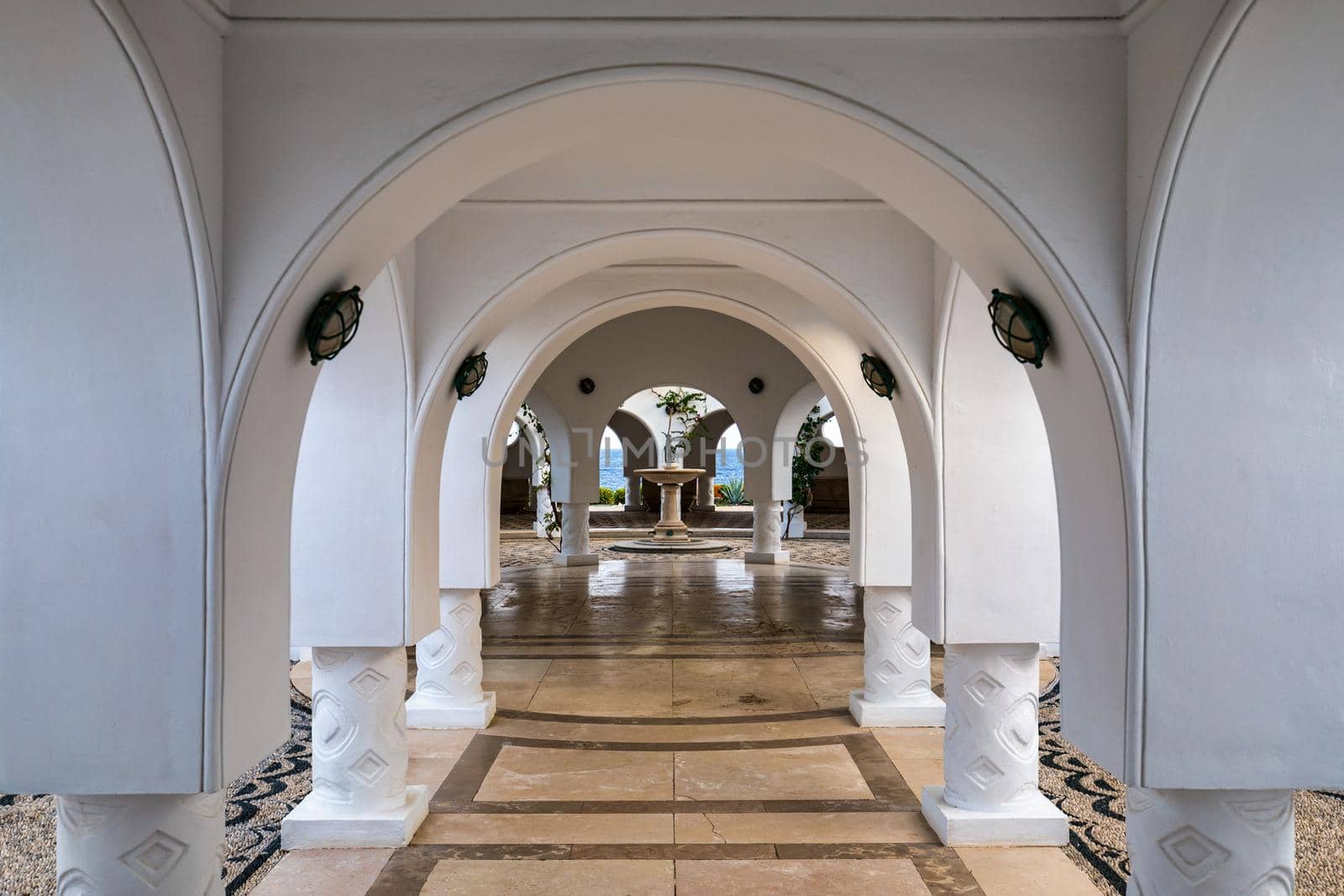 The beautiful buildings at Kalithea Springs constructed in the 1930s, Rhodes Island, Greece, Europe. Kallithea Therms, Kallithea Springs located at the bay of Kallithea on Rhodes island, Greece. 