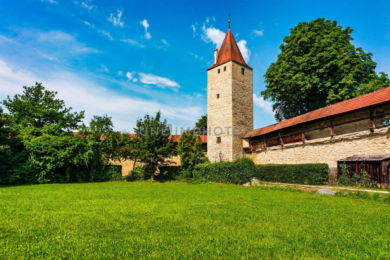 Berching, Bacham is a Bavarian town in the Neumarkt district in the Upper Palatinate. Photographed in summer in the Franconian Alb on the Main Danube Canal and with the Sulz river. Berching, Germany