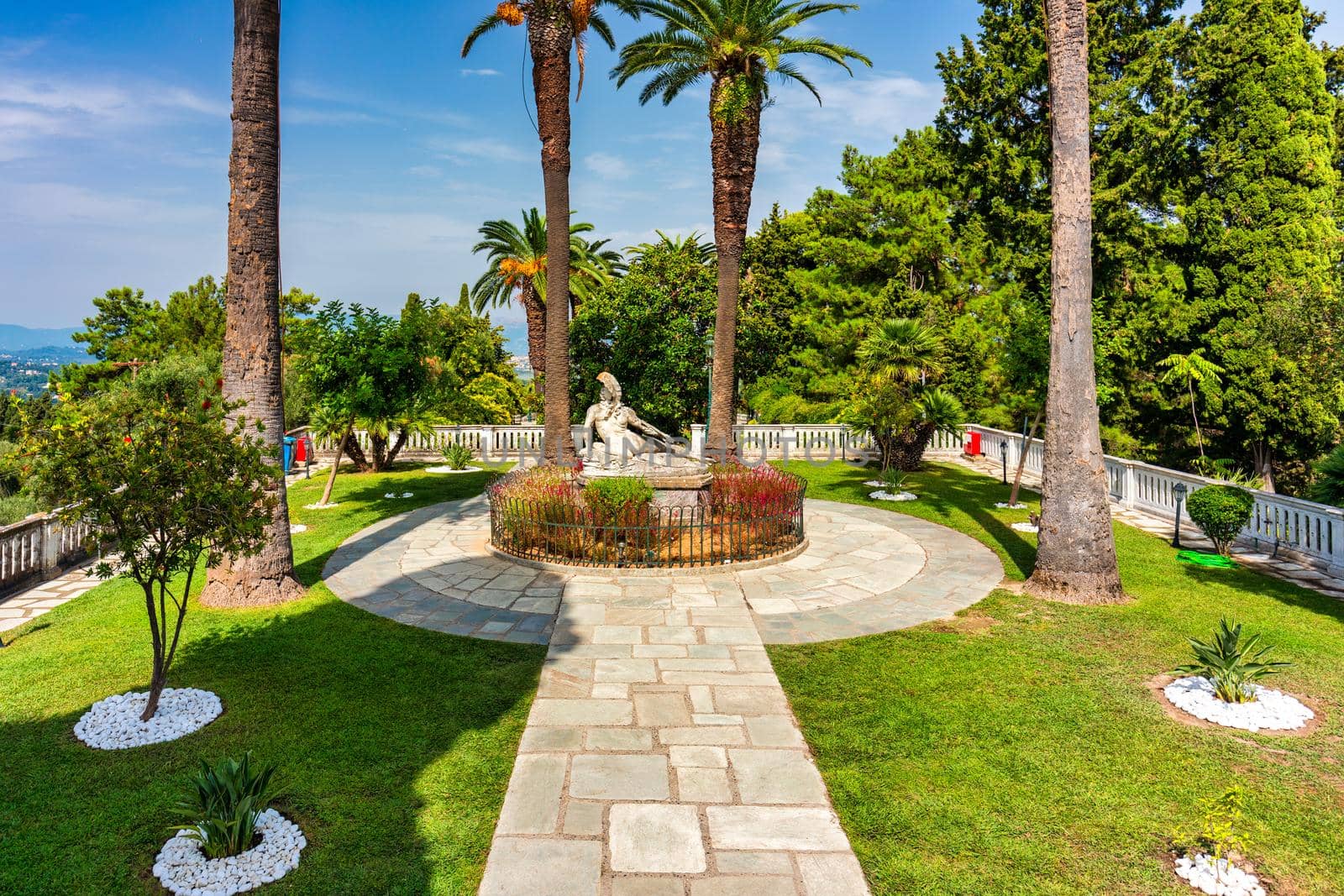 Achilleion palace in Corfu Island, Greece, built by Empress of Austria Elisabeth of Bavaria, also known as Sisi. The Achilleion palace in Corfu, Greece.