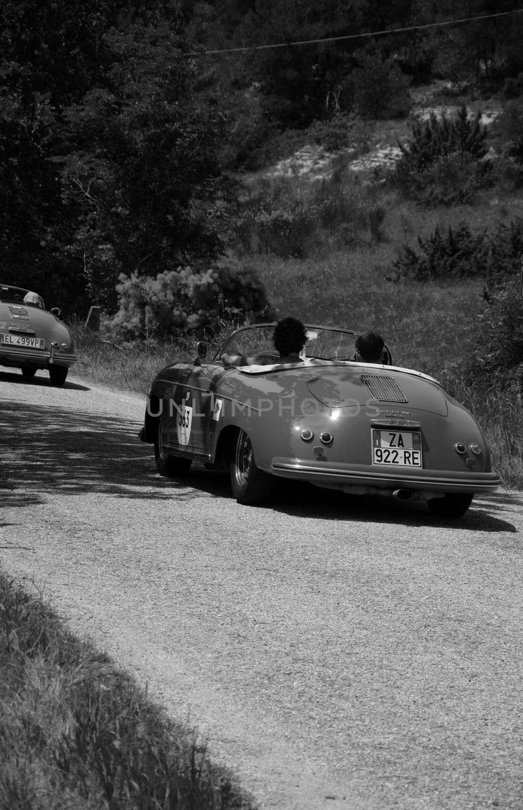 PORSCHE 356 1500 SPEEDSTER 1955 on an old racing car in rally Mille Miglia 2022 the famous italian historical race (1927-1957 by massimocampanari