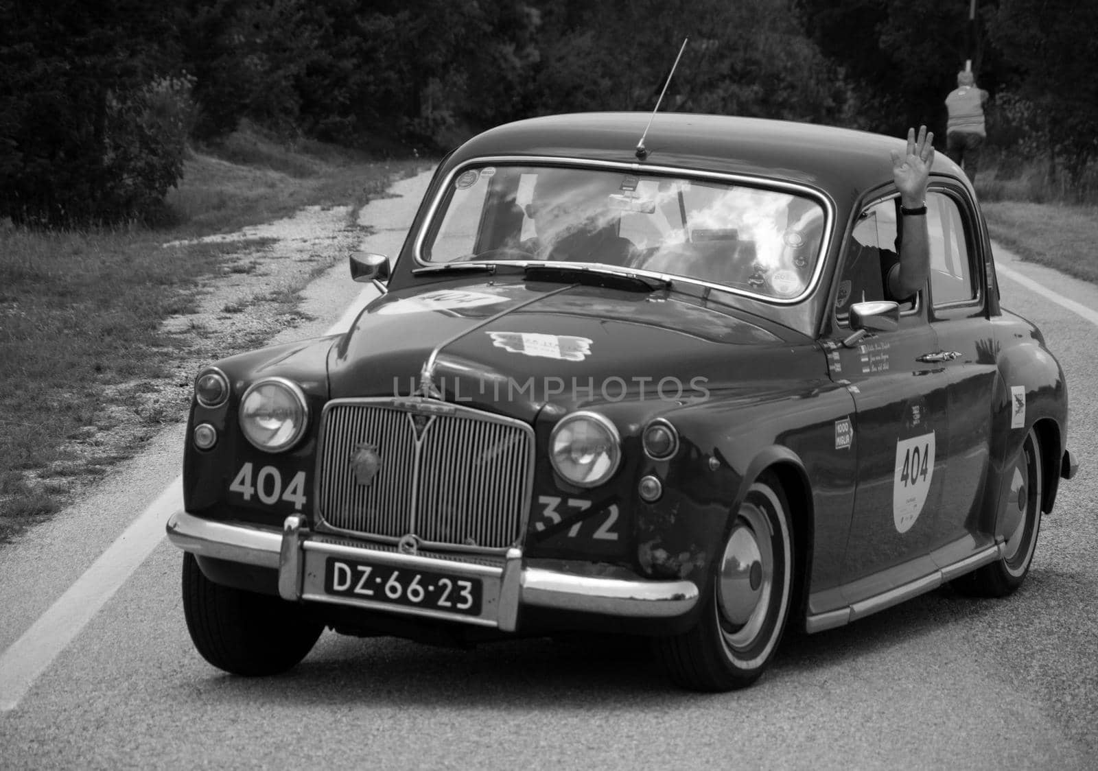 ROVER 75 1956 on an old racing car in rally Mille Miglia 2022 the famous italian historical race (1927-1957 by massimocampanari