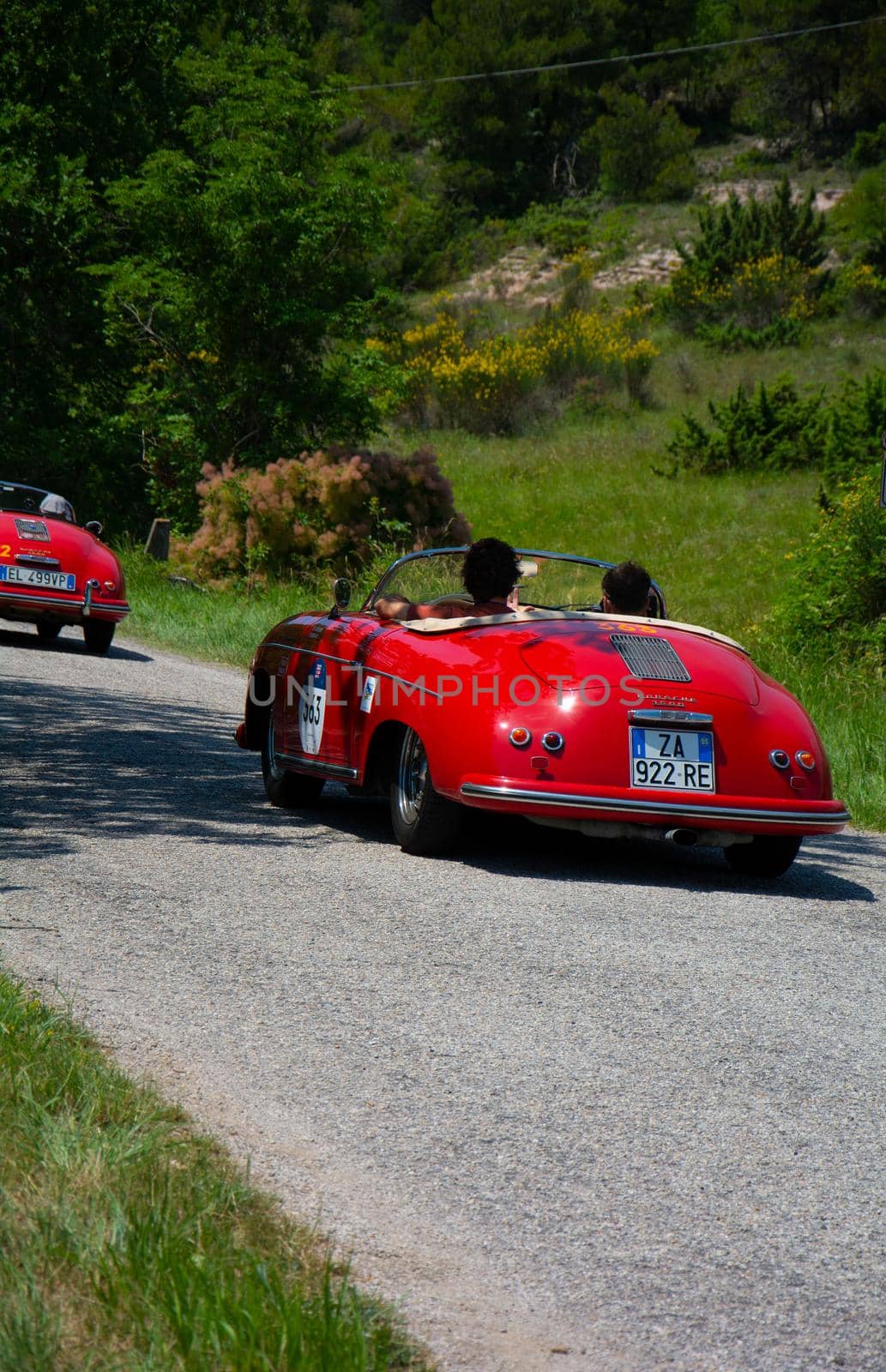 PORSCHE 356 1500 SPEEDSTER 1955 on an old racing car in rally Mille Miglia 2022 the famous italian historical race (1927-1957 by massimocampanari