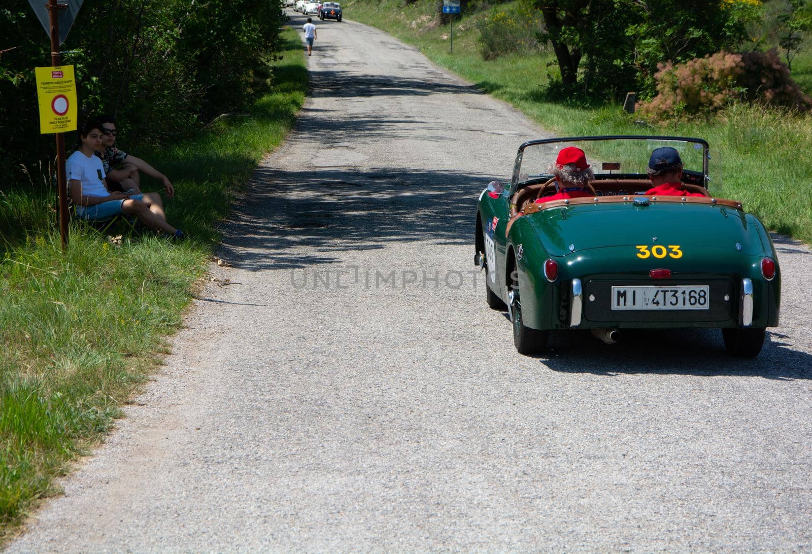 TRIUMPH TR2 SPORTS 1954 on an old racing car in rally Mille Miglia 2022 the famous italian historical race (1927-1957 by massimocampanari