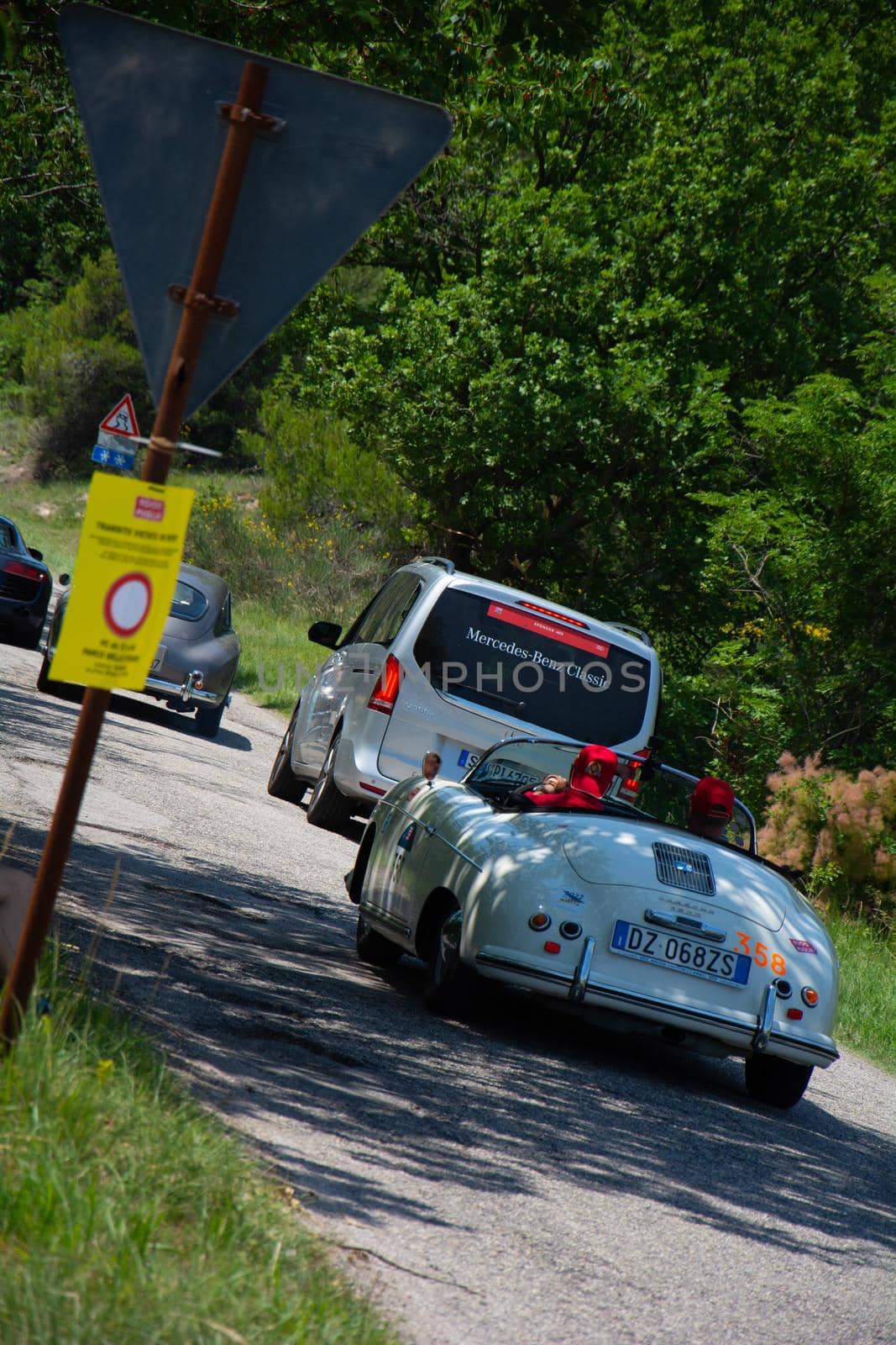 PORSCHE 356 1500 SPEEDSTER 1955 on an old racing car in rally Mille Miglia 2022 the famous italian historical race (1927-1957 by massimocampanari