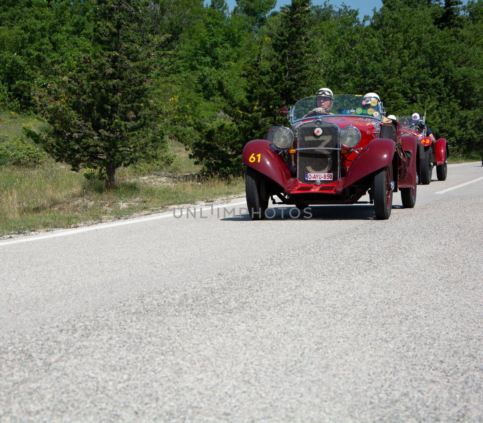 fiat on an old racing car in rally Mille Miglia 2022 the famous italian historical race (1927-1957 by massimocampanari