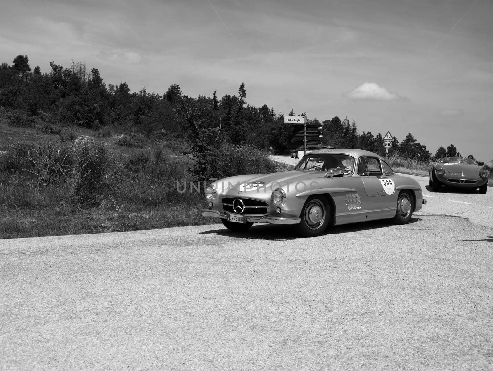 MERCEDES-BENZ 300 SL (W198) 1954 on an old racing car in rally Mille Miglia 2022 the famous italian historical race (1927-1957 by massimocampanari