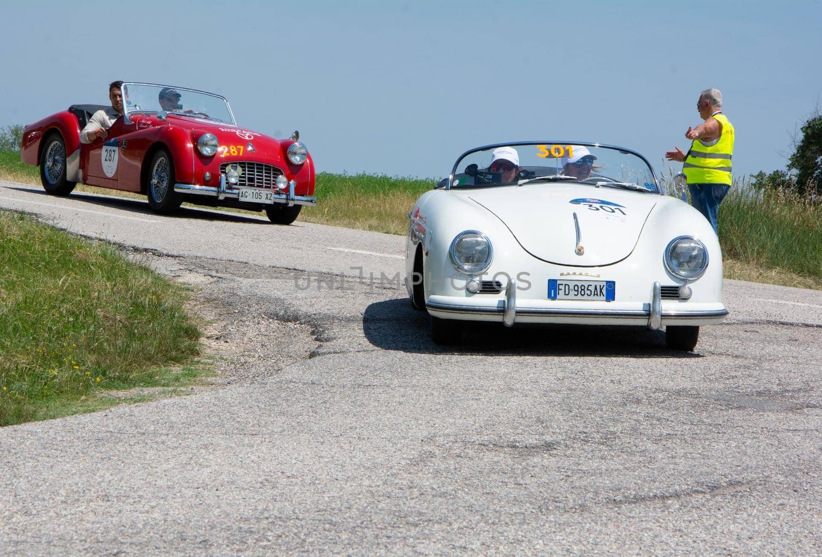 PORSCHE 356 1500 SPEEDSTER 1954 on an old racing car in rally Mille Miglia 2022 the famous italian historical race (1927-1957 by massimocampanari