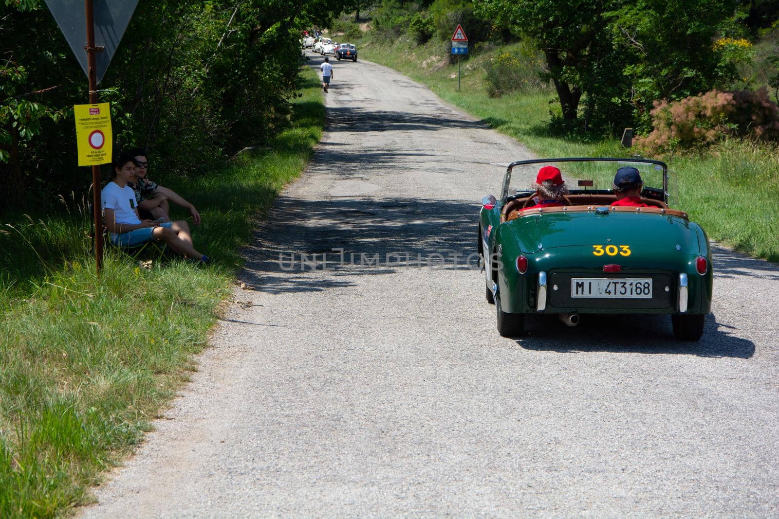 TRIUMPH TR2 SPORTS 1954 on an old racing car in rally Mille Miglia 2022 the famous italian historical race (1927-1957 by massimocampanari