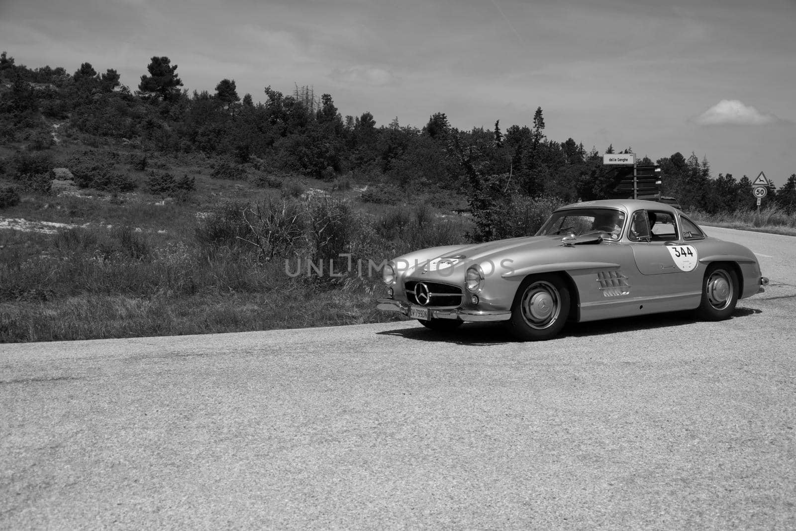 MERCEDES-BENZ 300 SL (W198) 1954 on an old racing car in rally Mille Miglia 2022 the famous italian historical race (1927-1957 by massimocampanari
